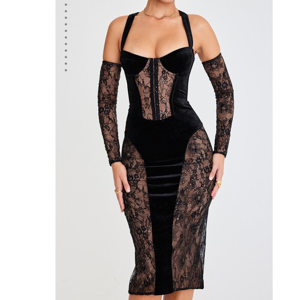 Mistress Rocks / House of CB Black velvet and lace dress